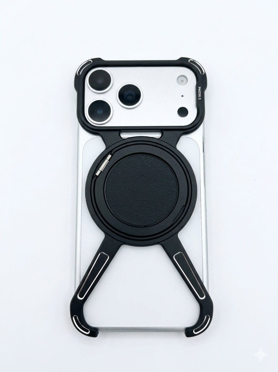X Bracket Metal Rotating Stand MagSafe Phone Case Cover for iPhone 17 Series | Frameless Minimalist Edition