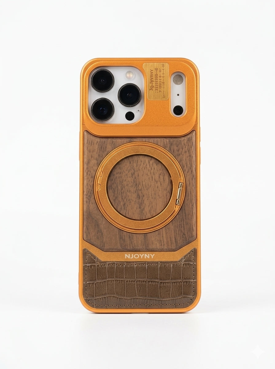 NY OrangeWood Series Leather MagSafe Perfume Case for iPhone 17 Pro/Pro Max